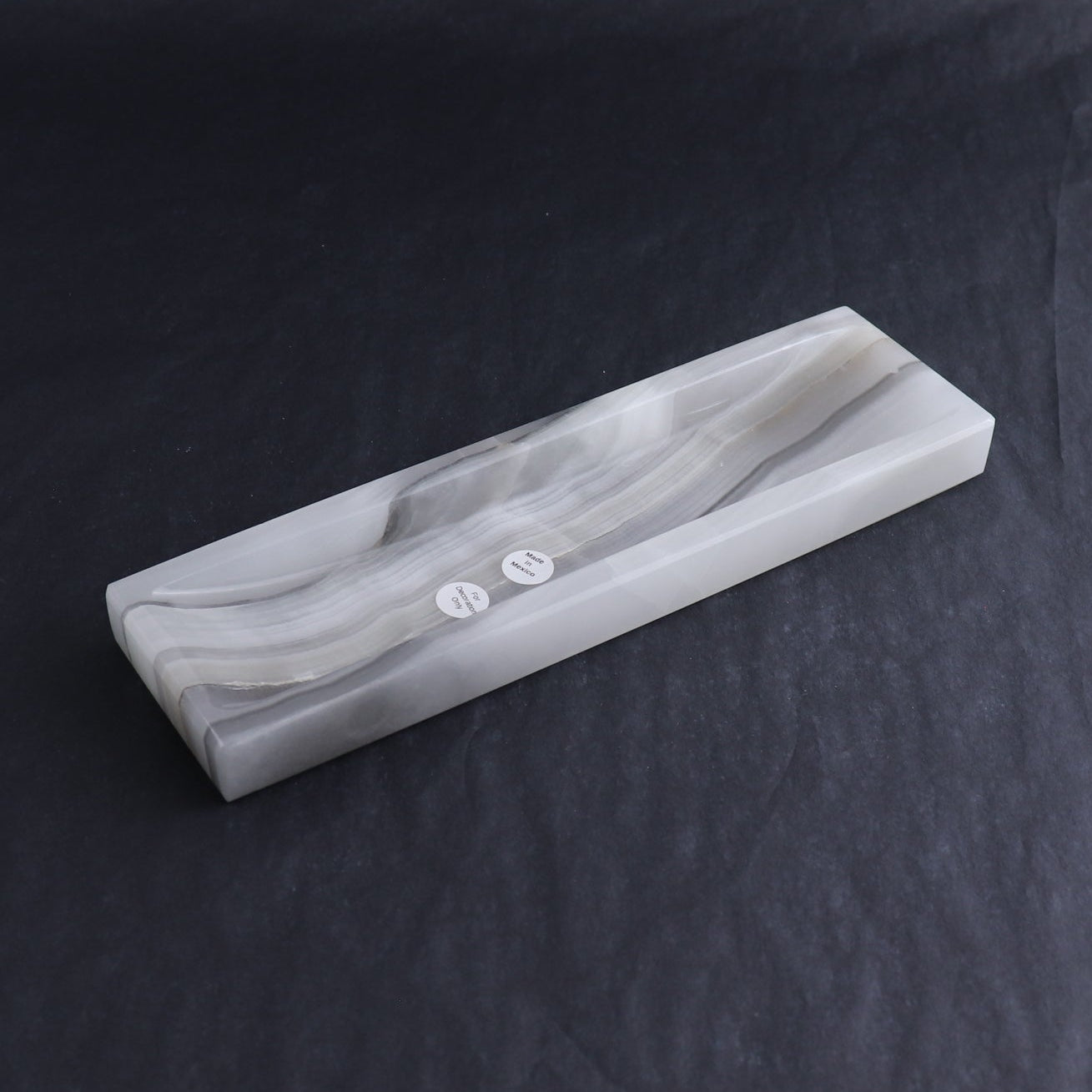 One Mexican Onyx/Calcite White & Grey Incense Holder