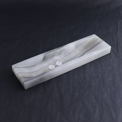 One Mexican Onyx/Calcite White & Grey Incense Holder