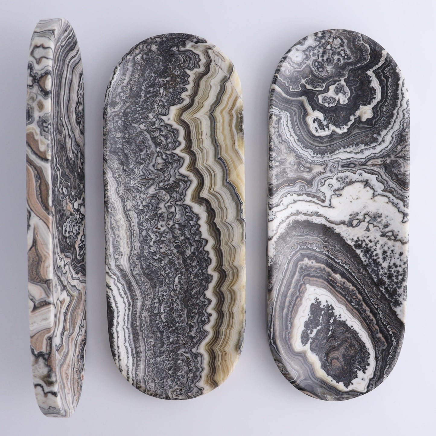 One Zebra Gray Onyx Oval Dish - Expert Wholesale and Supplier of Wholesale Crystals & Bulk Gemstones, ["Catalog Onyx","Decorative Dish","Mexico","onyx","Oval Dish"]