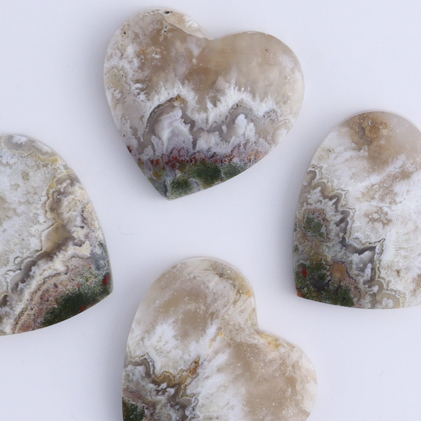 One Moss Agate Heart Cab - Expert Wholesale and Supplier of Wholesale Crystals & Bulk Gemstones, ["Agate","Cabs","Hearts","Moss Agate"]