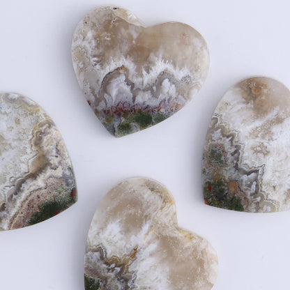 One Moss Agate Heart Cab - Expert Wholesale and Supplier of Wholesale Crystals & Bulk Gemstones, ["Agate","Cabs","Hearts","Moss Agate"]