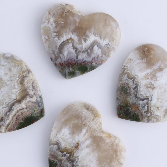 One Moss Agate Heart Cab