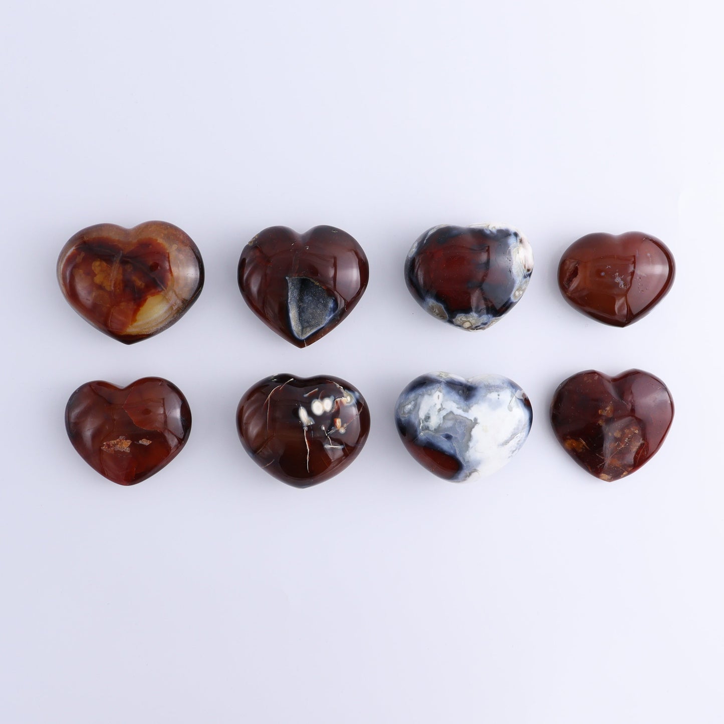 Carnelian Hearts Set of 8 - Expert Wholesale and Supplier of Wholesale Crystals & Bulk Gemstones, ["carnelian","Hearts","Madagascar"]