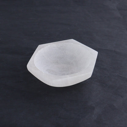 One Selenite (Satin Spar) Hexagon Bowl 10 cm - Expert Wholesale and Supplier of Wholesale Crystals & Bulk Gemstones, ["Bowls","Hexagon","Morocco","Selenite"]