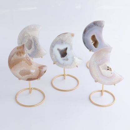 Agate Moons with Stand Set of 5 - Expert Wholesale and Supplier of Wholesale Crystals & Bulk Gemstones, ["Agate","Brazil","moons"]
