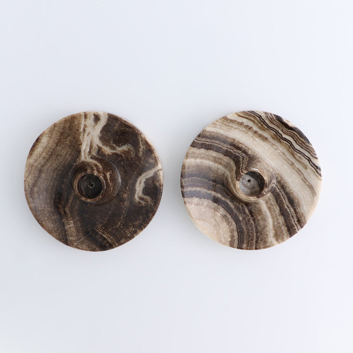 One Palo Santo/Incense/Candle Holder Mexican Onyx/Calcite Chocolate