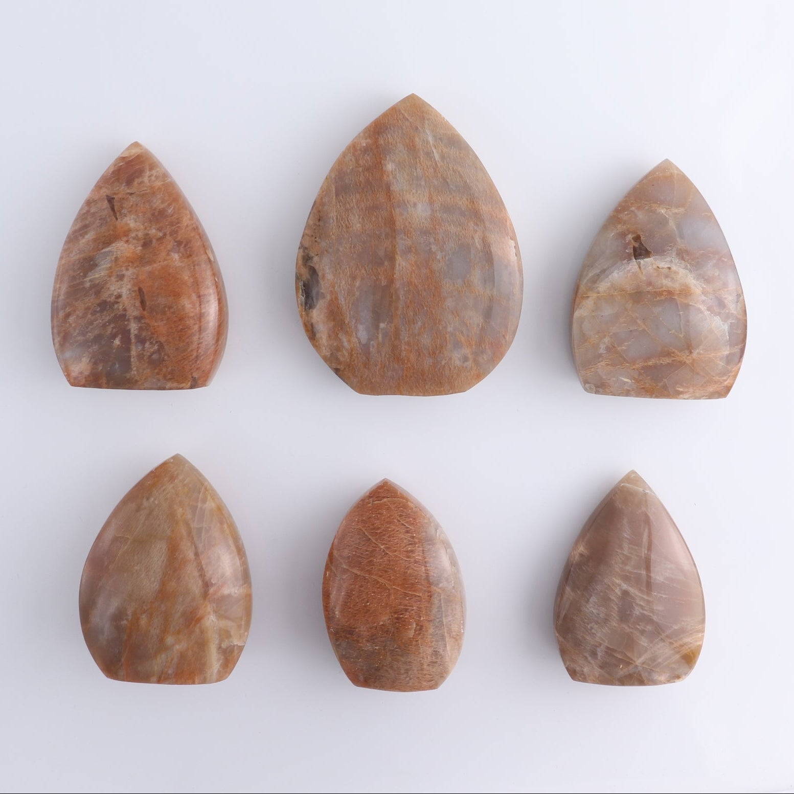 Peach Moonstone Freeform Set of 6 | Mi Esperanza Minerals | Supplier of Crystals and Onyx