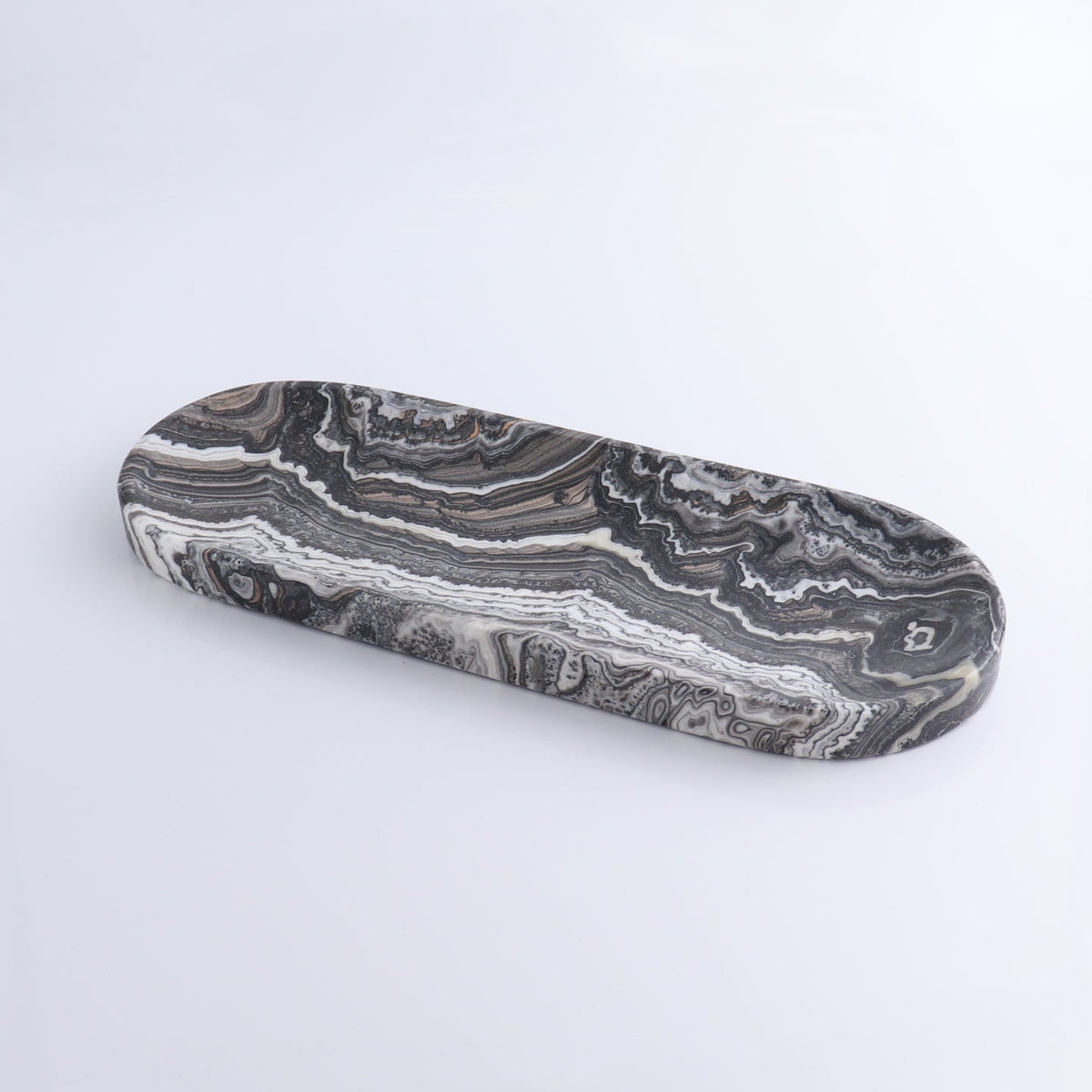 One Oval Dish Mexican Onyx/Calcite Black & White Zebra