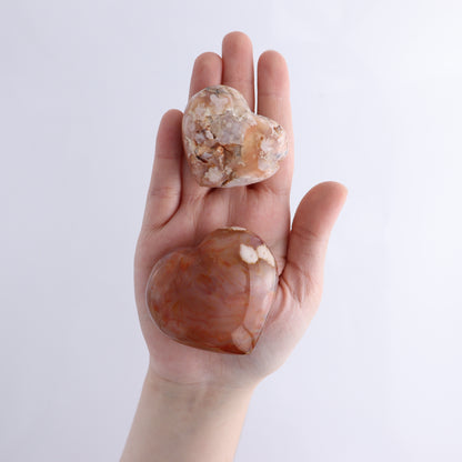 Flower Agate Hearts Flat of 19 - Expert Wholesale and Supplier of Wholesale Crystals & Bulk Gemstones, ["Flower Agate","Hearts","Madagascar"]