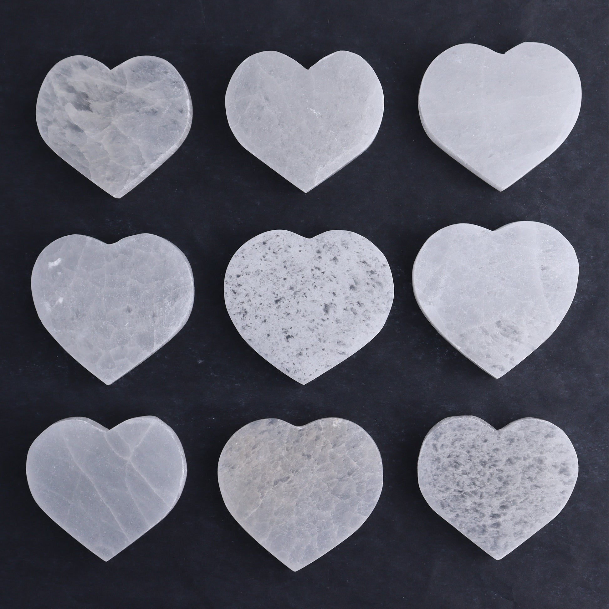 One Selenite (Satin Spar) Heart Flat 6 cm - 7 cm - Expert Wholesale and Supplier of Wholesale Crystals & Bulk Gemstones, ["close_30","Hearts","Morocco","Selenite"]