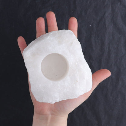 One White Quartz Candle Holder Rough