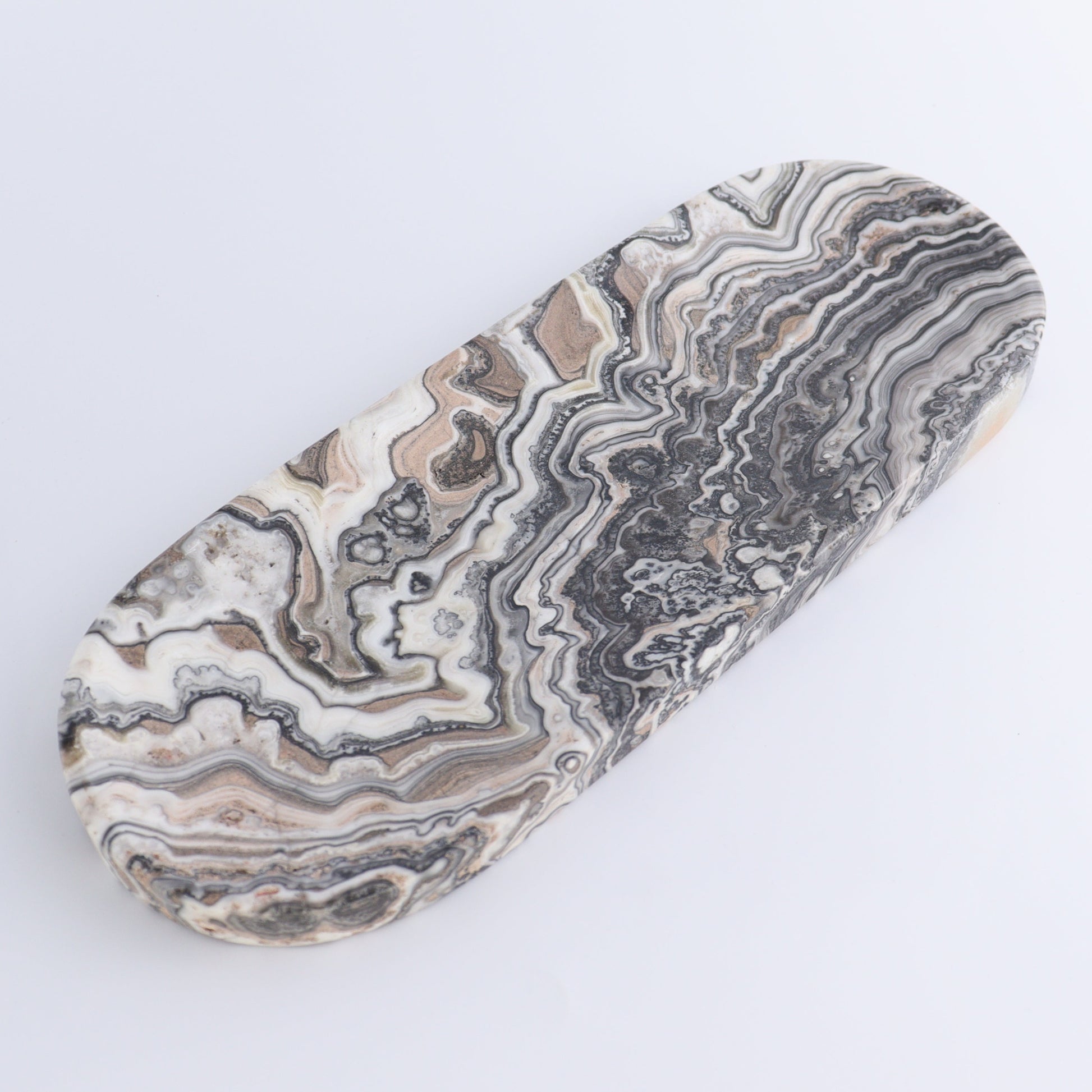 One Zebra Gray Onyx Oval Dish - Expert Wholesale and Supplier of Wholesale Crystals & Bulk Gemstones, ["Catalog Onyx","Decorative Dish","Mexico","onyx","Oval Dish"]