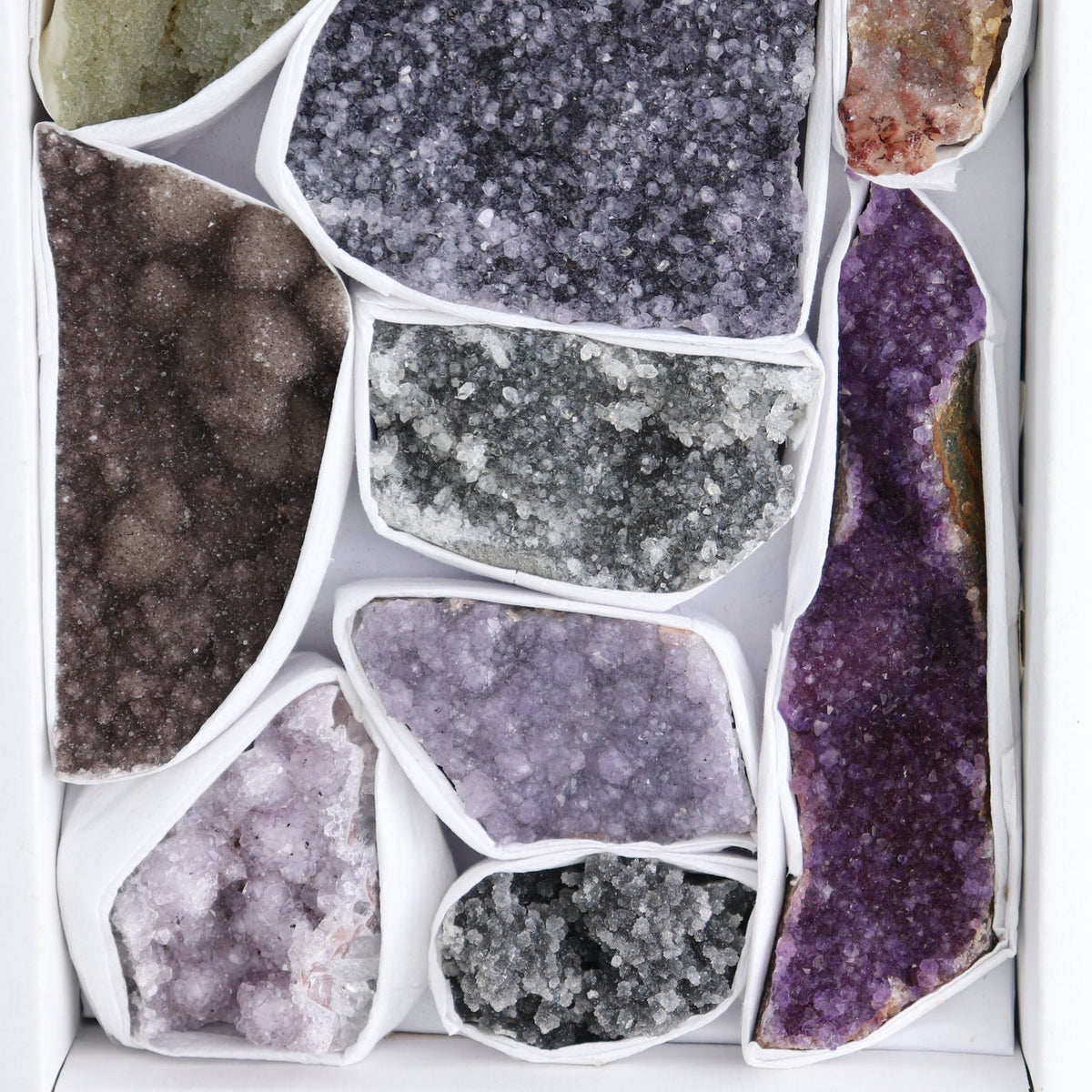 Uruguay Rainbow Amethyst Clusters Flat of 11