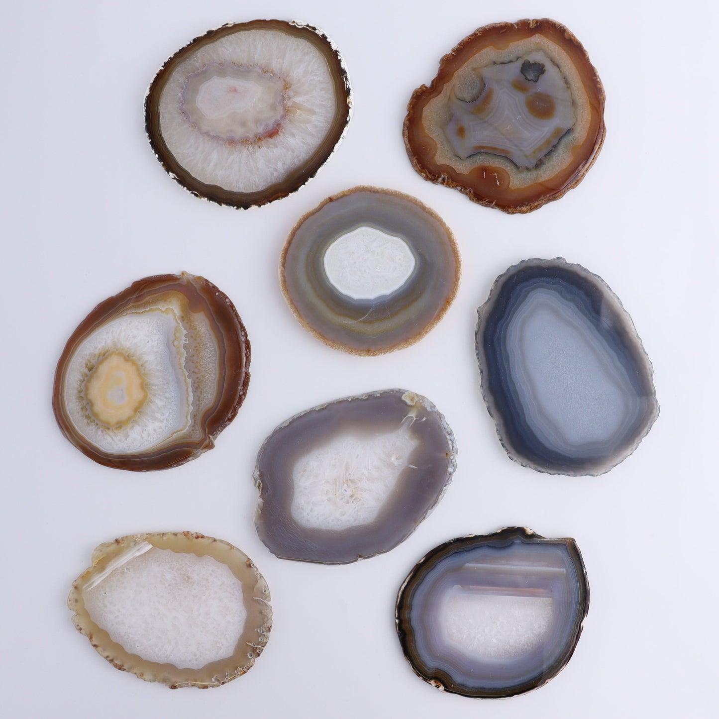 Agate Slices Set of 8 - Expert Wholesale and Supplier of Wholesale Crystals & Bulk Gemstones, ["Agate","Slices and Slabs"]