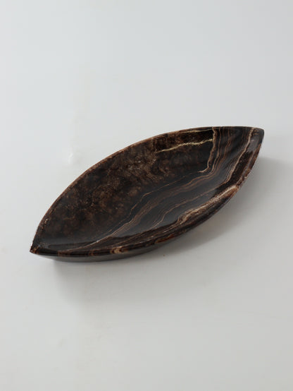 Large Chocolate Onyx Leaf Dishes Set of 6