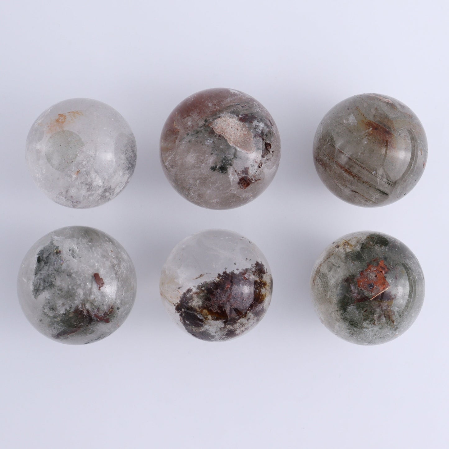 Garden Quartz Spheres Set of 9 - Expert Wholesale and Supplier of Wholesale Crystals & Bulk Gemstones, ["Garden Quartz","Quartz","Spheres"]