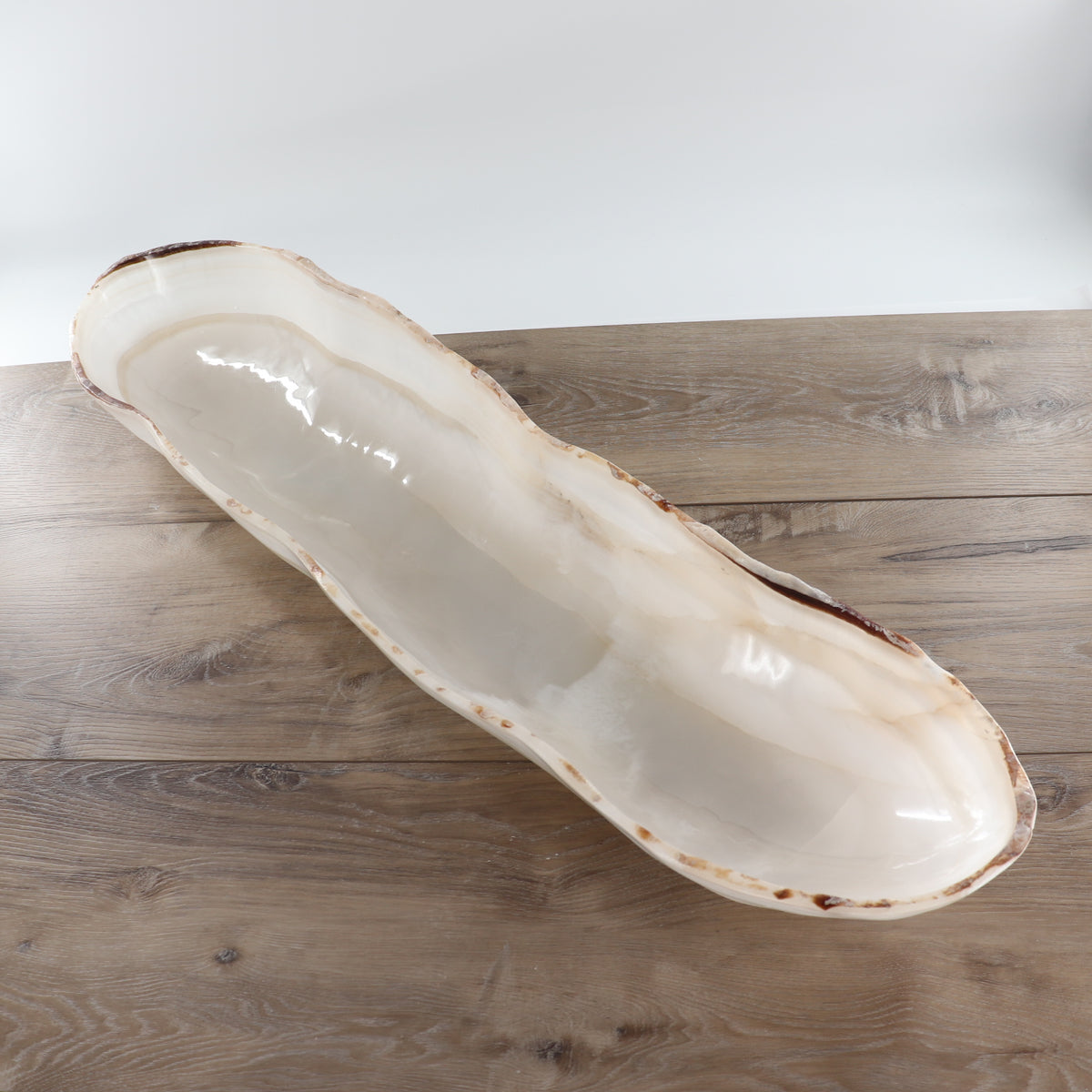 Mexican Onyx/Calcite Canoe Bowl 35"