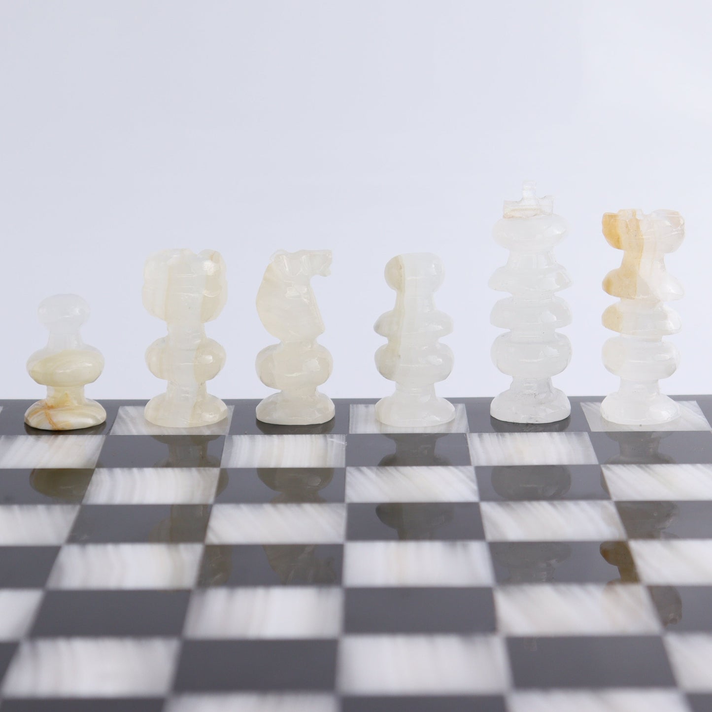 Medium Onyx and Marble Chess Set (Black and White) - Expert Wholesale and Supplier of Wholesale Crystals & Bulk Gemstones, ["Black Marble","Catalog Onyx","Marble","onyx"]
