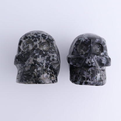 Indigo Gabbro Skulls Set of 2 - Expert Wholesale and Supplier of Wholesale Crystals & Bulk Gemstones, ["Indigo Gabbro","Madagascar","Skulls"]