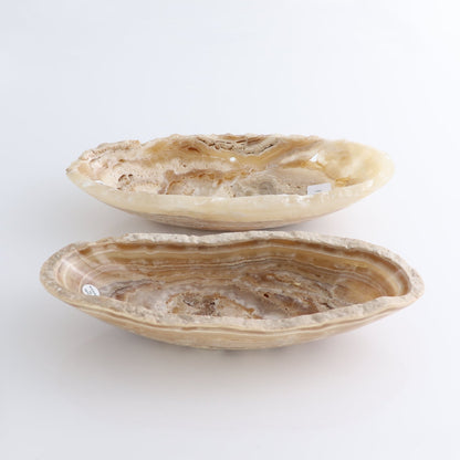 One Mexican Onyx/Calcite Porous Small Canoe Bowl