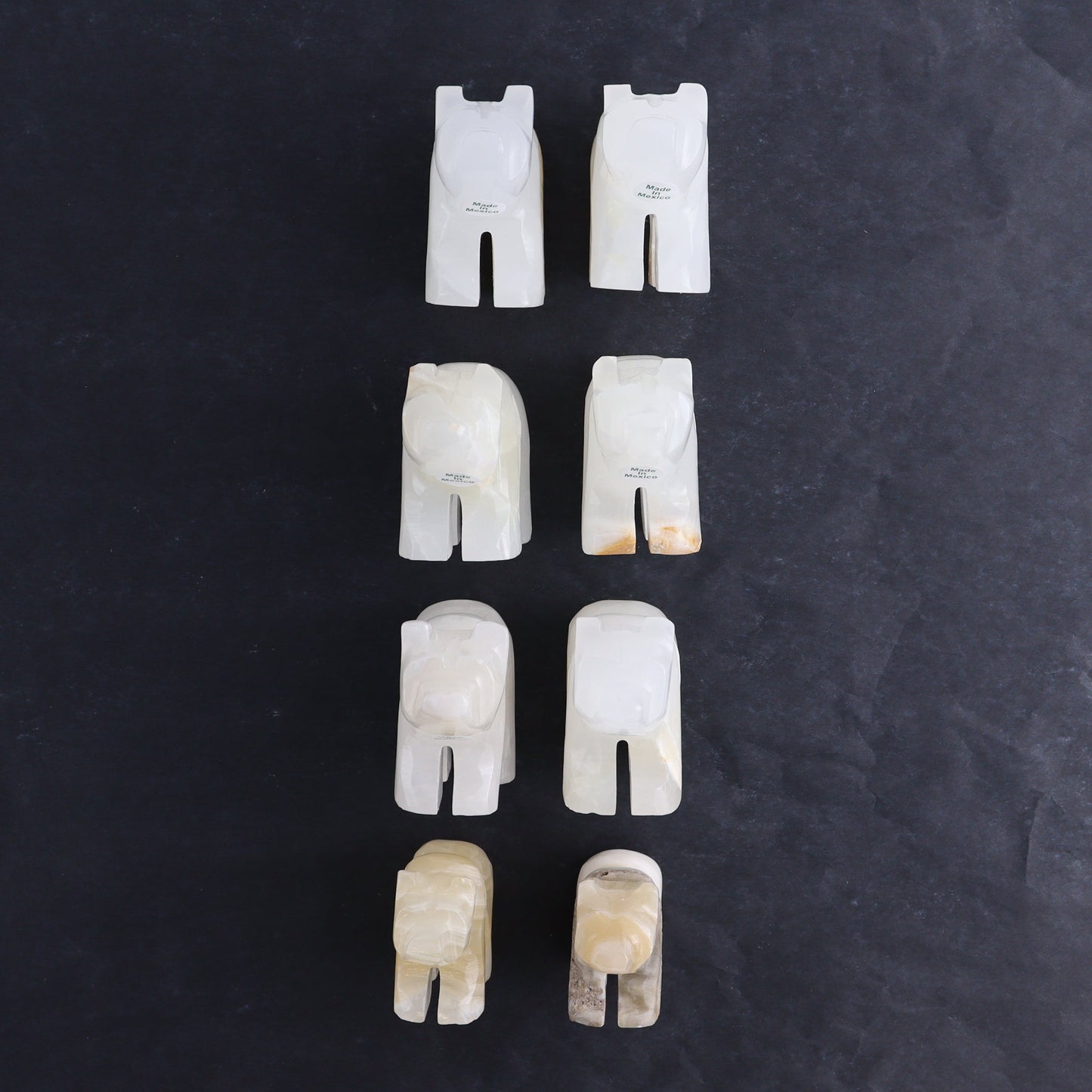 White Onyx Bear Carvings Set of 8 - Expert Wholesale and Supplier of Wholesale Crystals & Bulk Gemstones, ["Bears","onyx","White onyx"]