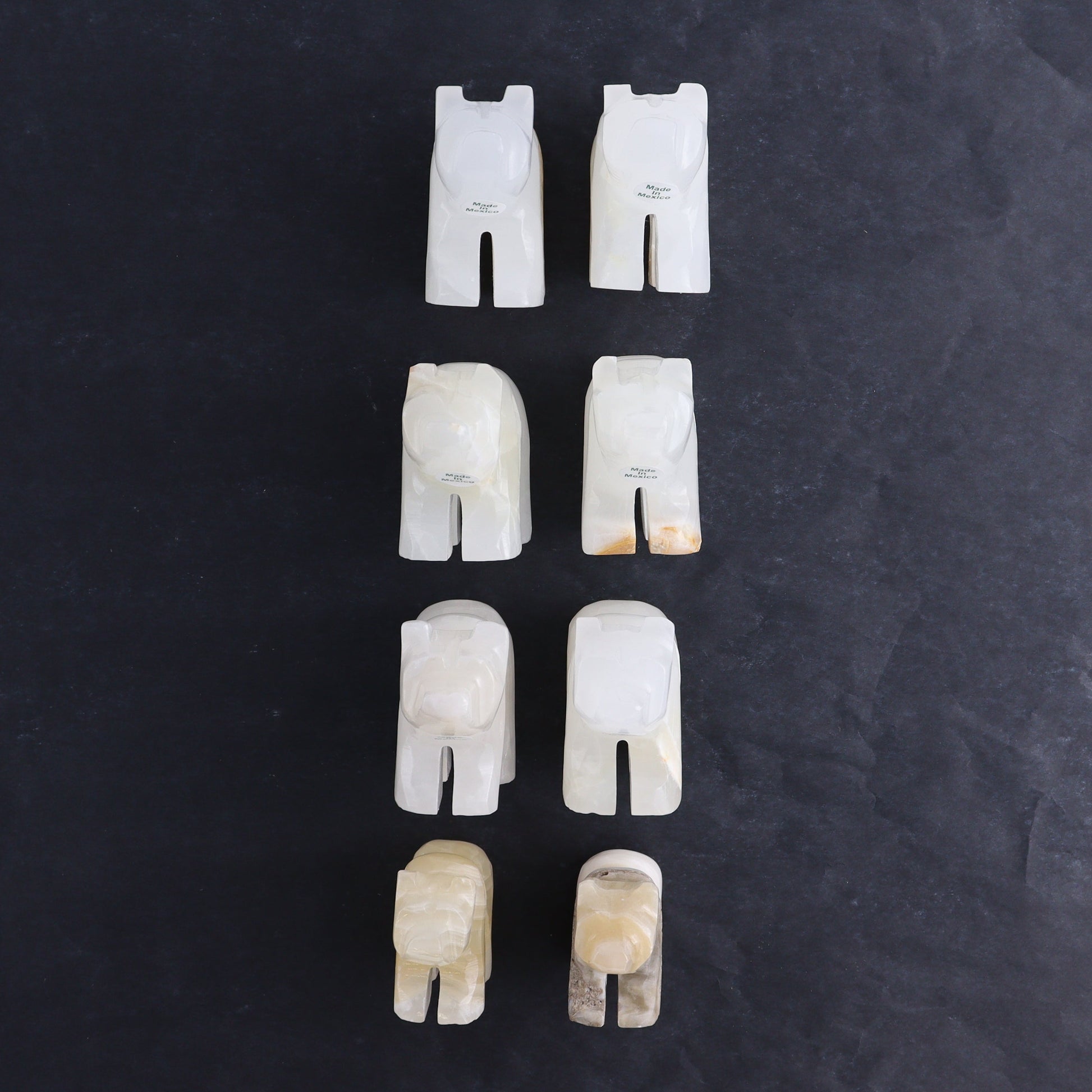 White Onyx Bear Carvings Set of 8 - Expert Wholesale and Supplier of Wholesale Crystals & Bulk Gemstones, ["Bears","onyx","White onyx"]