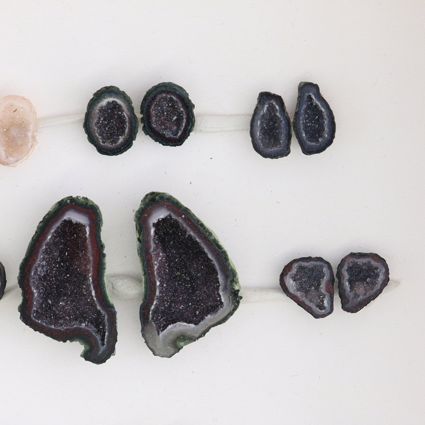 Tabasco Geodes 9 Pairs - Expert Wholesale and Supplier of Wholesale Crystals & Bulk Gemstones, ["Geodes","Tabasco Geode"]