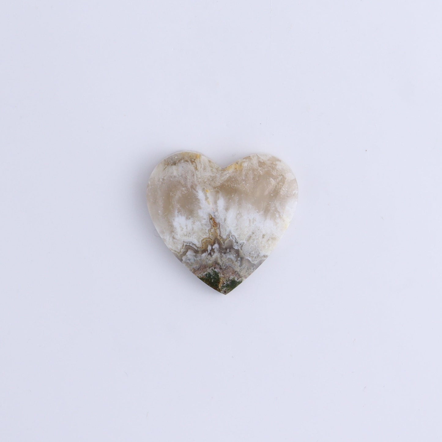 One Moss Agate Heart Cab - Expert Wholesale and Supplier of Wholesale Crystals & Bulk Gemstones, ["Agate","Cabs","Hearts","Moss Agate"]
