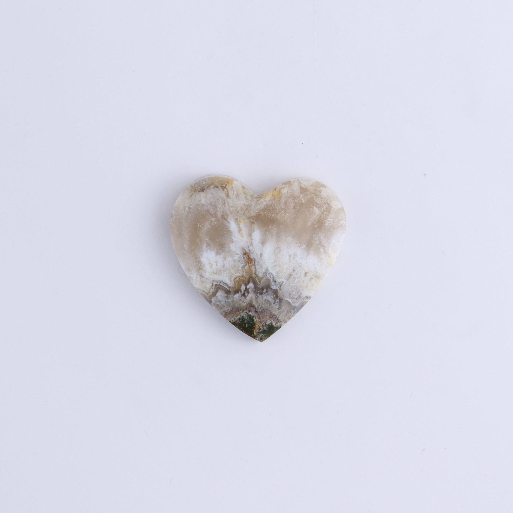 One Moss Agate Heart Cab - Expert Wholesale and Supplier of Wholesale Crystals & Bulk Gemstones, ["Agate","Cabs","Hearts","Moss Agate"]