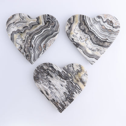 One Mexican Onyx/Calcite Zebra Heart Dish - Expert Wholesale and Supplier of Wholesale Crystals & Bulk Gemstones, ["Calcite","Catalog Onyx","Decorative Dish","heart","Hearts","Mexico","onyx"]