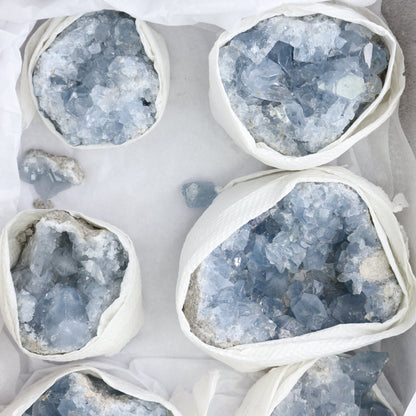 Celestite Clusters Set of 6
