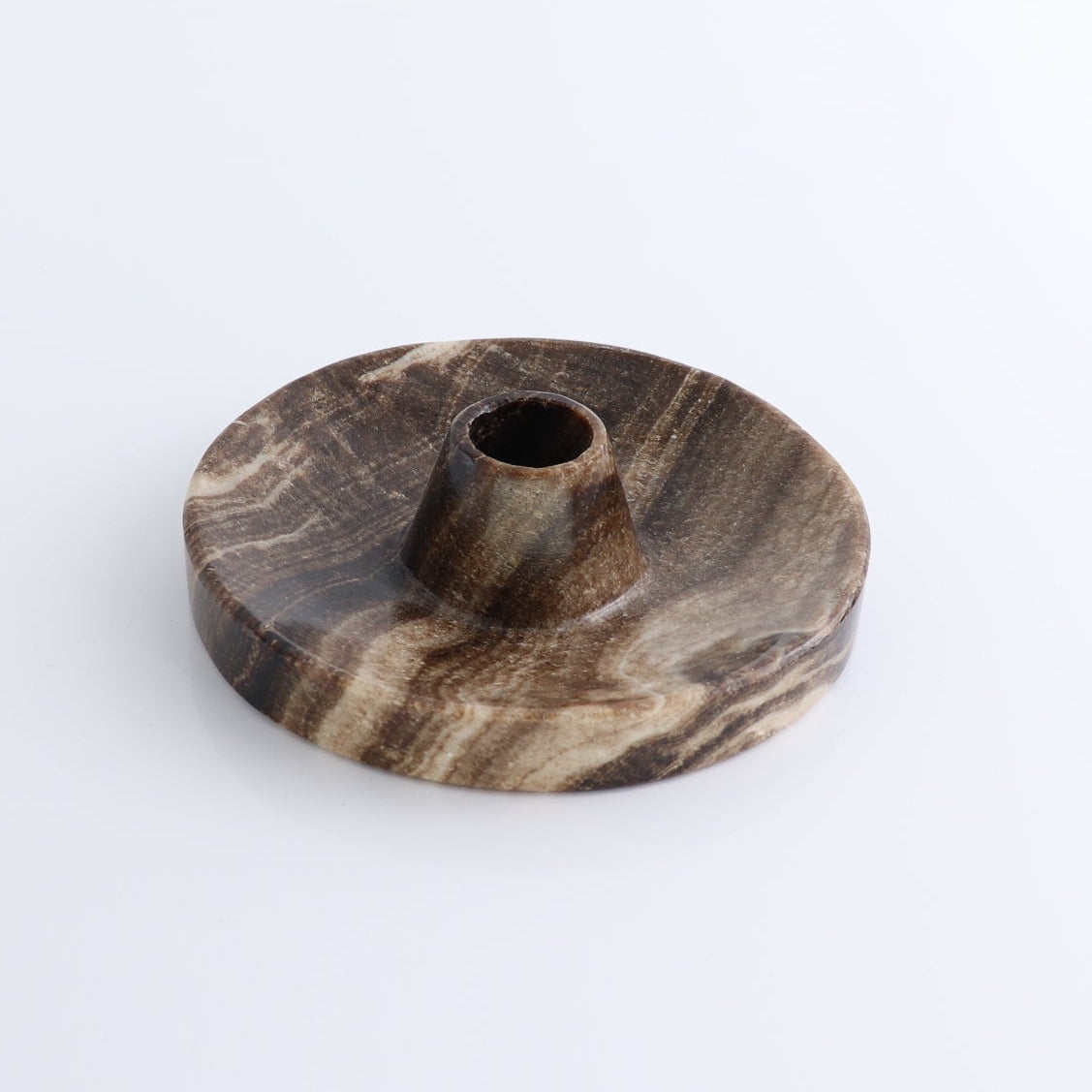 One Palo Santo/Incense/Candle Holder Mexican Onyx/Calcite Chocolate