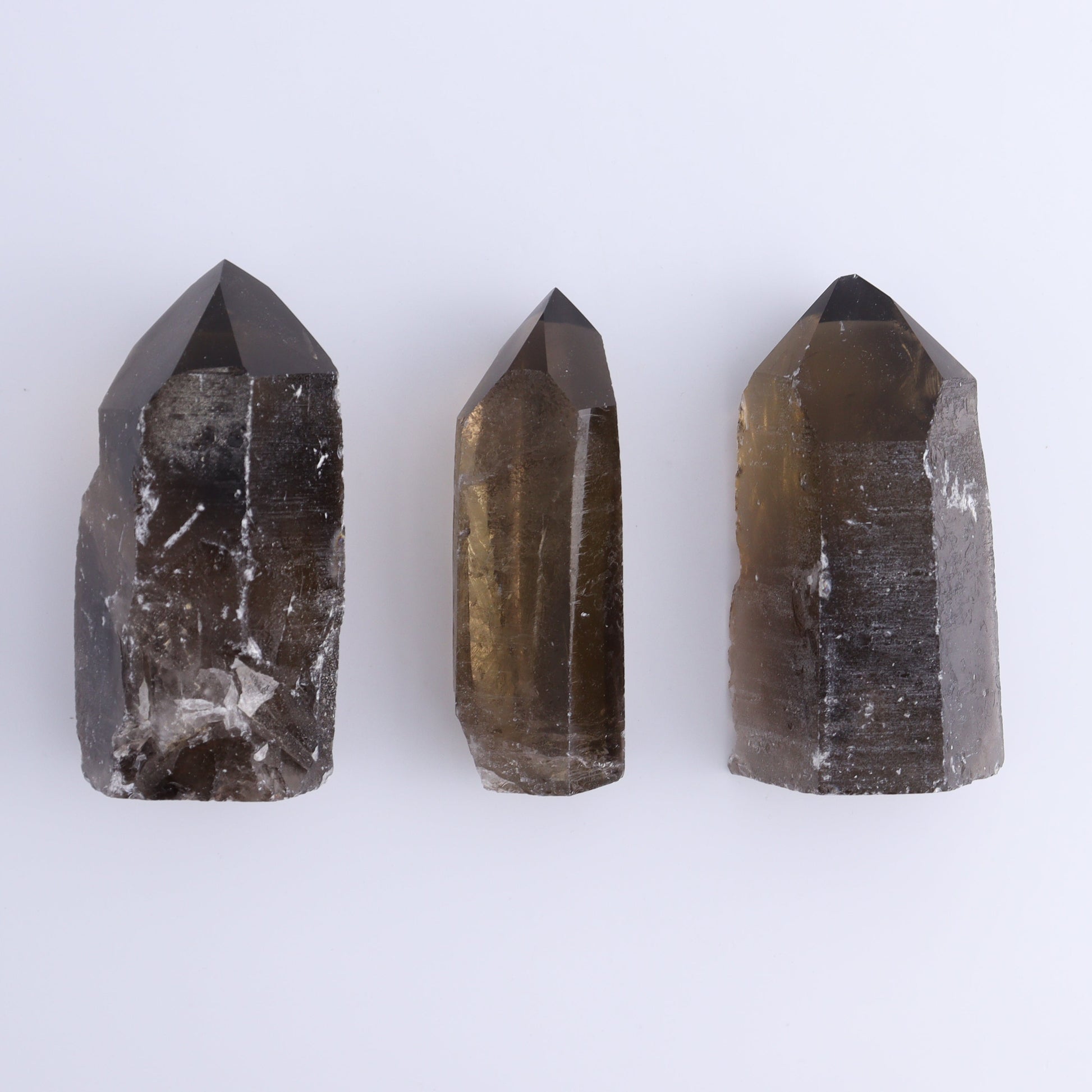 Smoky Quartz Polished Tops Set of 12 - Expert Wholesale and Supplier of Wholesale Crystals & Bulk Gemstones, ["Brazil","close_70","Points","Polished Tip","Quartz","Smoky Quartz"]