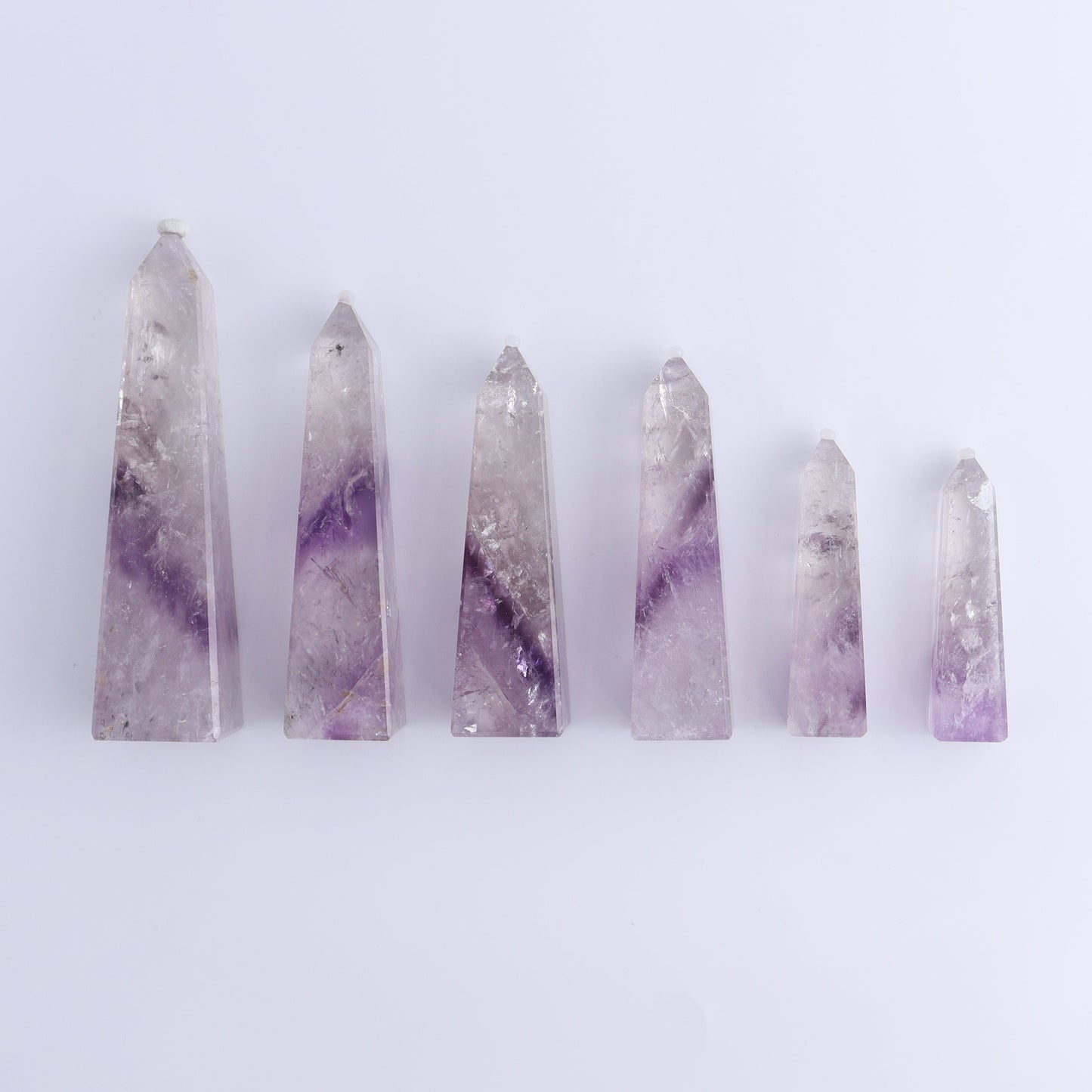 Amethyst Obelisks Set of 6 - Expert Wholesale and Supplier of Wholesale Crystals & Bulk Gemstones, ["Amethyst","Brazil","Obelisk"]