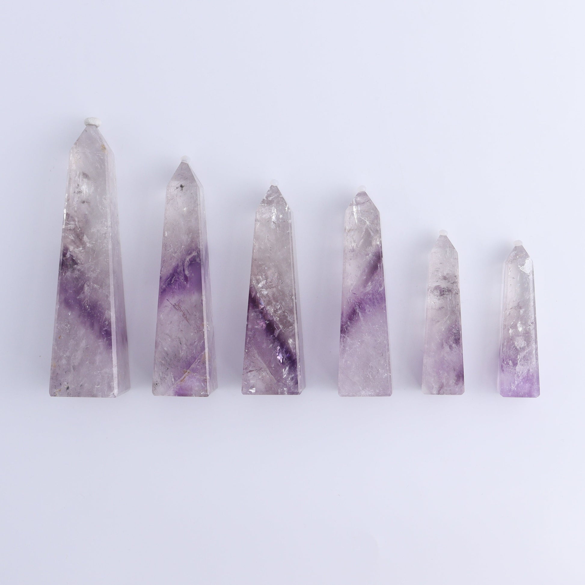 Amethyst Obelisks Set of 6 - Expert Wholesale and Supplier of Wholesale Crystals & Bulk Gemstones, ["Amethyst","Brazil","Obelisk"]