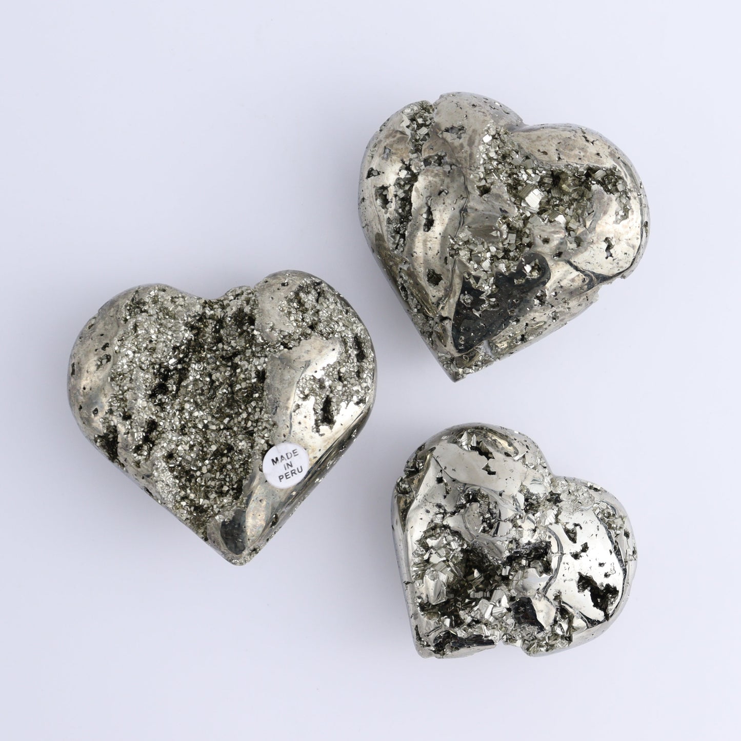 Pyrite Hearts Set of 9 - Expert Wholesale and Supplier of Wholesale Crystals & Bulk Gemstones, ["Hearts","Peru","Pyrite"]