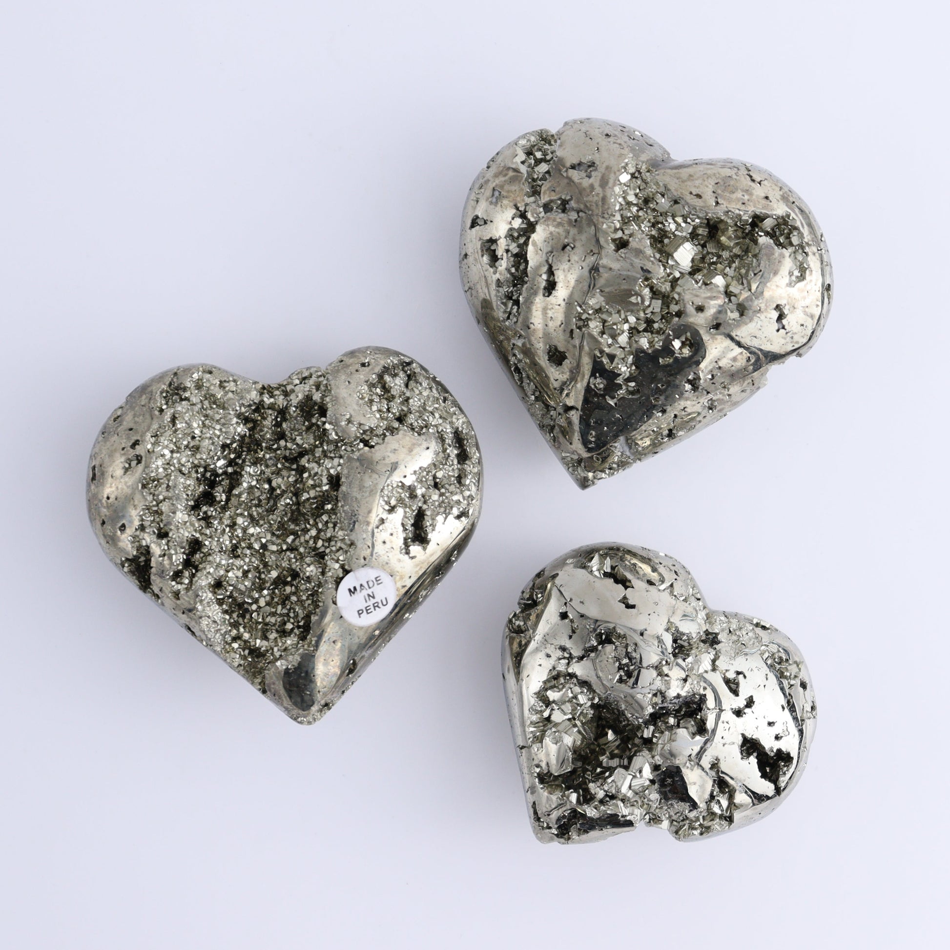 Pyrite Hearts Set of 9 - Expert Wholesale and Supplier of Wholesale Crystals & Bulk Gemstones, ["Hearts","Peru","Pyrite"]