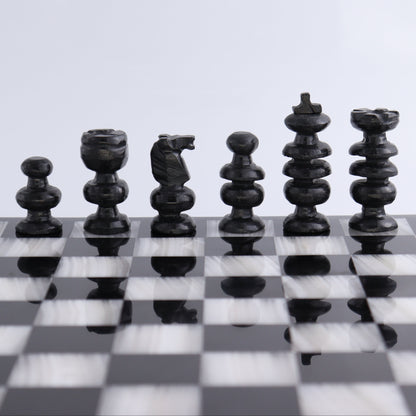 Medium Onyx and Marble Chess Set (Black and White) - Expert Wholesale and Supplier of Wholesale Crystals & Bulk Gemstones, ["Black Marble","Catalog Onyx","Marble","onyx"]