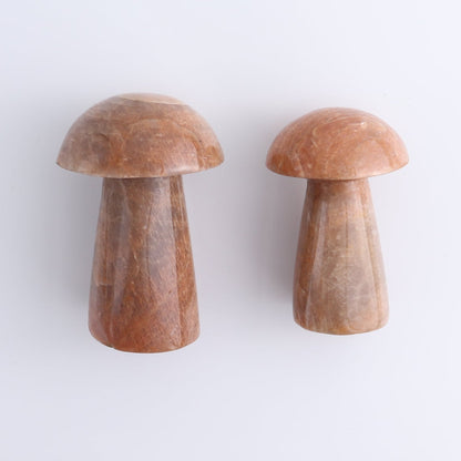 Peach Moonstone Mushrooms Set of 6