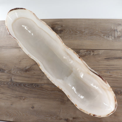 Mexican Onyx/Calcite Canoe Bowl 35"