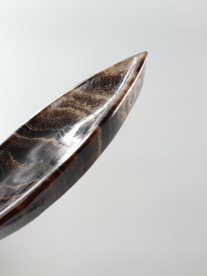 Large Chocolate Onyx Leaf Dishes Set of 6