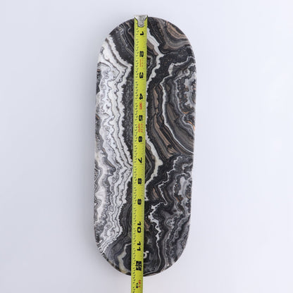 One Oval Dish Mexican Onyx/Calcite Black & White Zebra