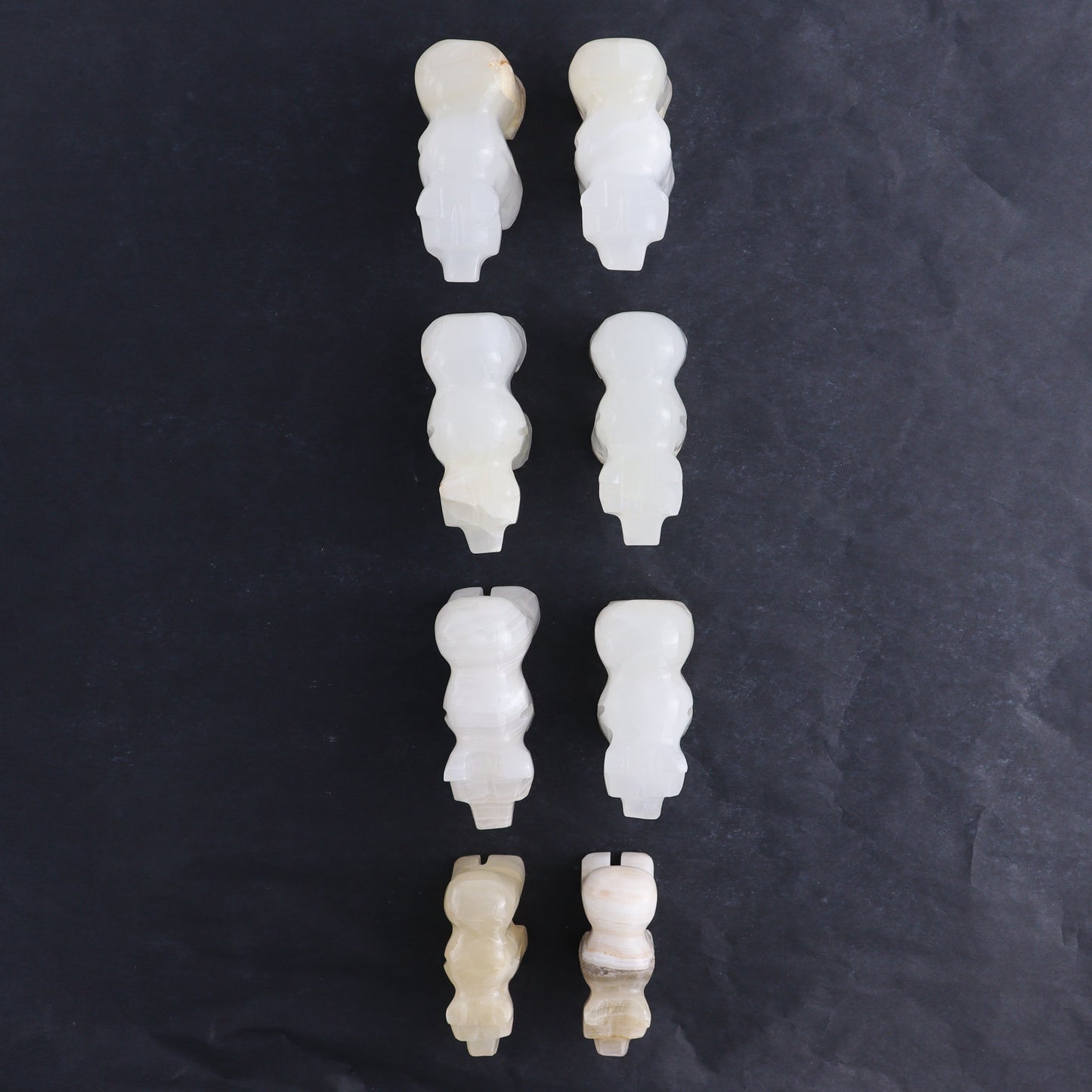 White Onyx Bear Carvings Set of 8 - Expert Wholesale and Supplier of Wholesale Crystals & Bulk Gemstones, ["Bears","onyx","White onyx"]