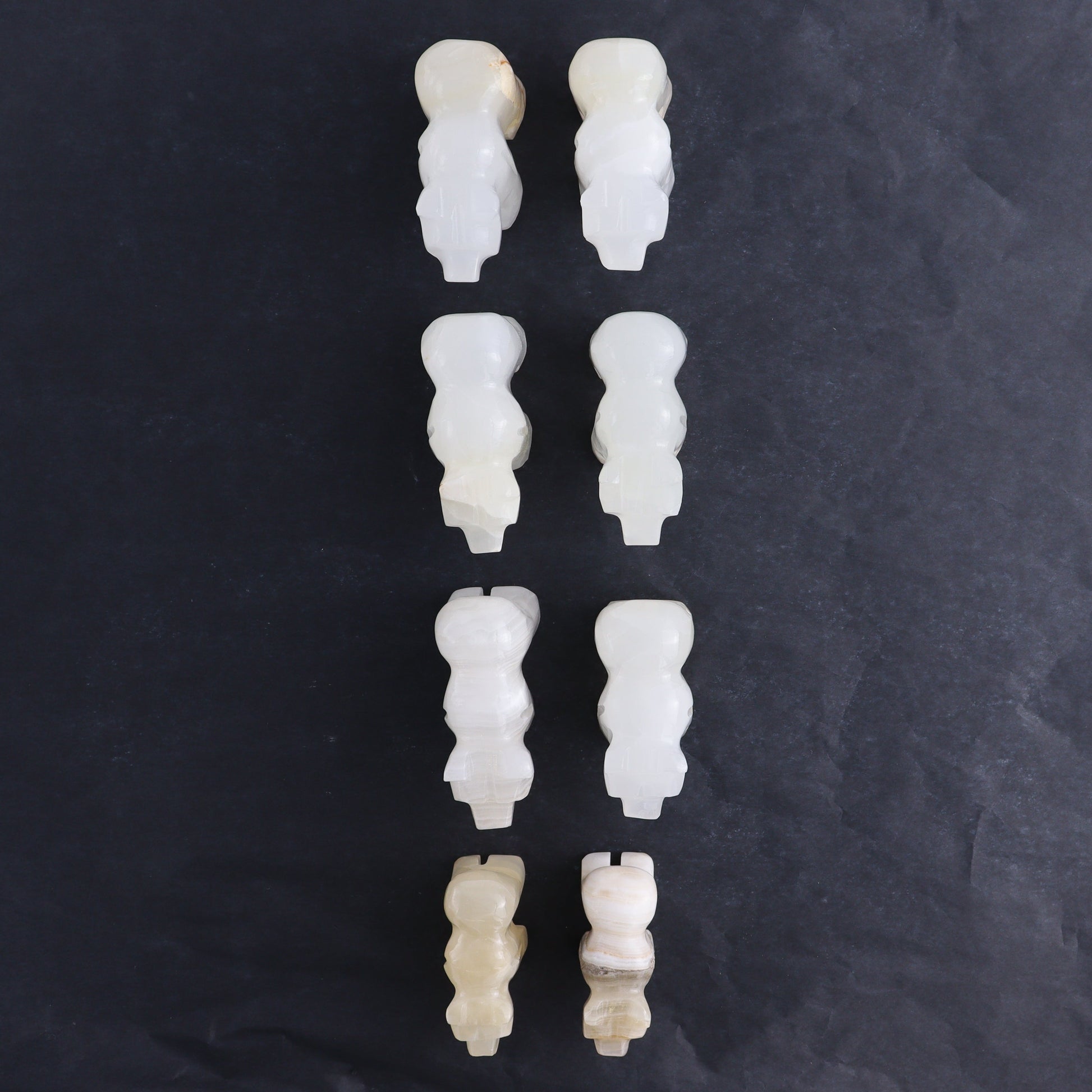 White Onyx Bear Carvings Set of 8 - Expert Wholesale and Supplier of Wholesale Crystals & Bulk Gemstones, ["Bears","onyx","White onyx"]