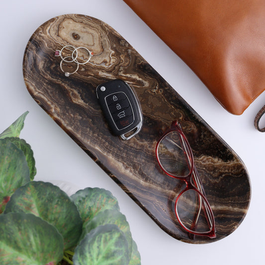 One Chocolate Onyx Oval Dish - Expert Wholesale and Supplier of Wholesale Crystals & Bulk Gemstones, ["Catalog Onyx","Chocolate Calcite","Decorative Dish","Mexico","onyx","Oval Dish"]