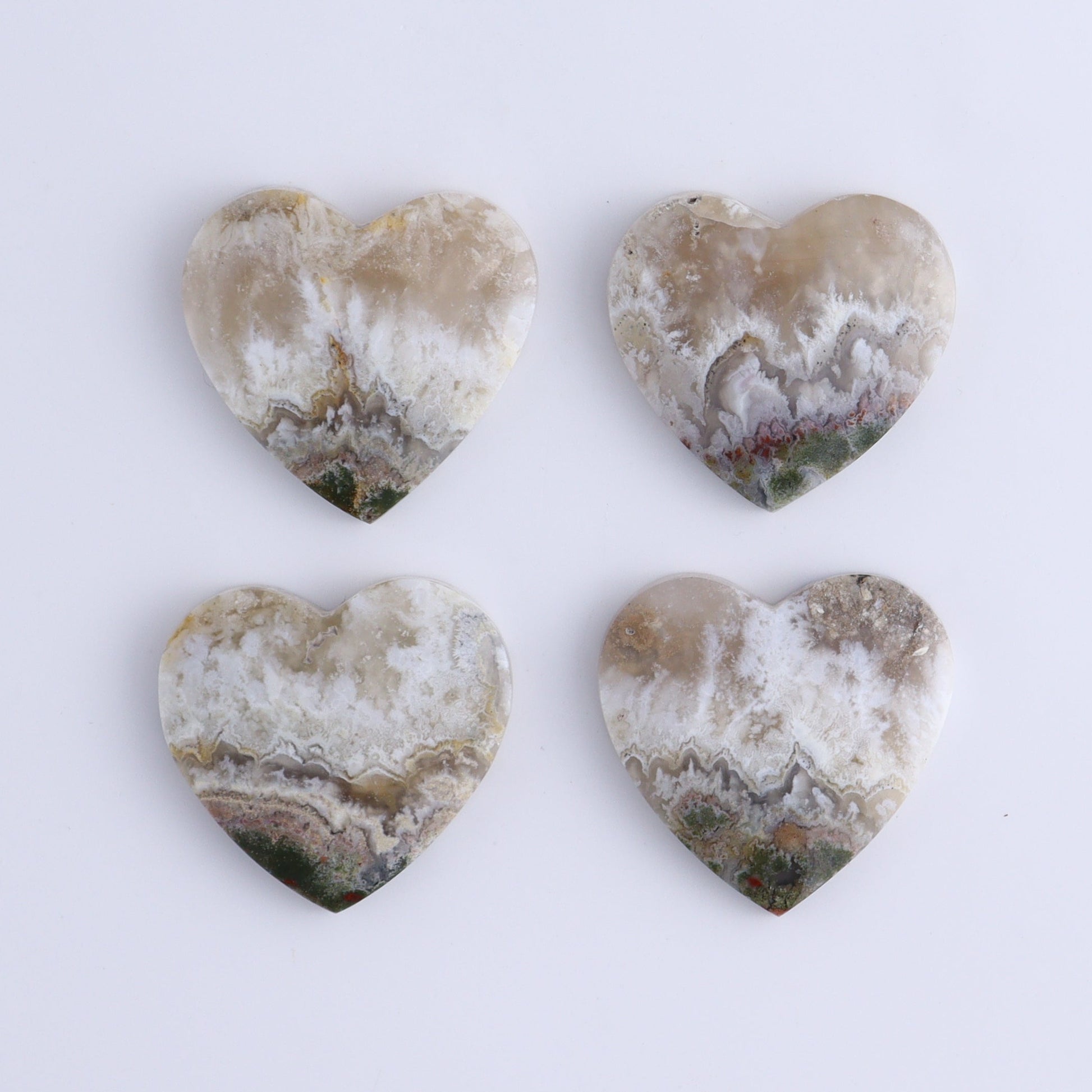 One Moss Agate Heart Cab - Expert Wholesale and Supplier of Wholesale Crystals & Bulk Gemstones, ["Agate","Cabs","Hearts","Moss Agate"]