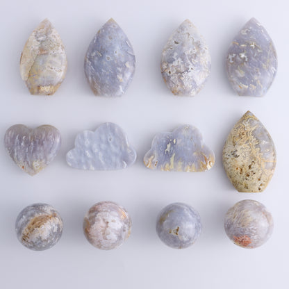 Agate Flames, Clouds, Spheres and a Heart Set of 12 - Expert Wholesale and Supplier of Wholesale Crystals & Bulk Gemstones, ["Agate","Clouds","flames","Hearts","Spheres"]