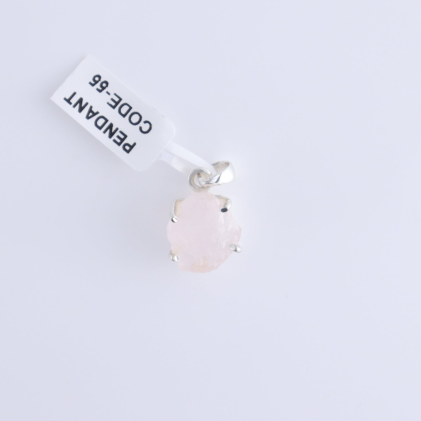 One Rose Quartz Rough Sterling Silver Pendant (chain not included) - Expert Wholesale and Supplier of Wholesale Crystals & Bulk Gemstones, ["Pendant","Rose Quartz","Sterling Silver"]