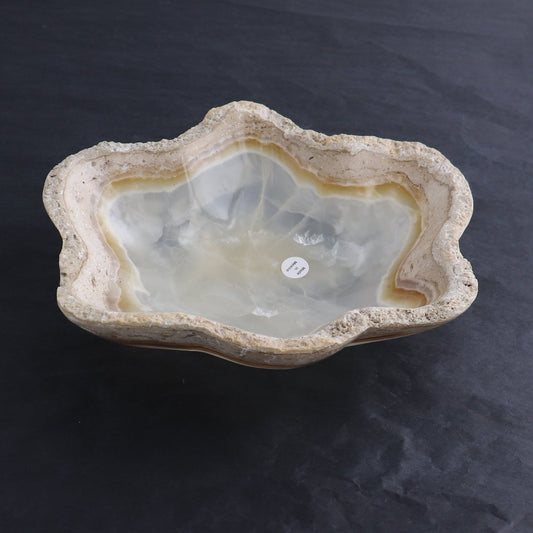 One Bowl Mexican Onyx/Calcite White with Stone Edge