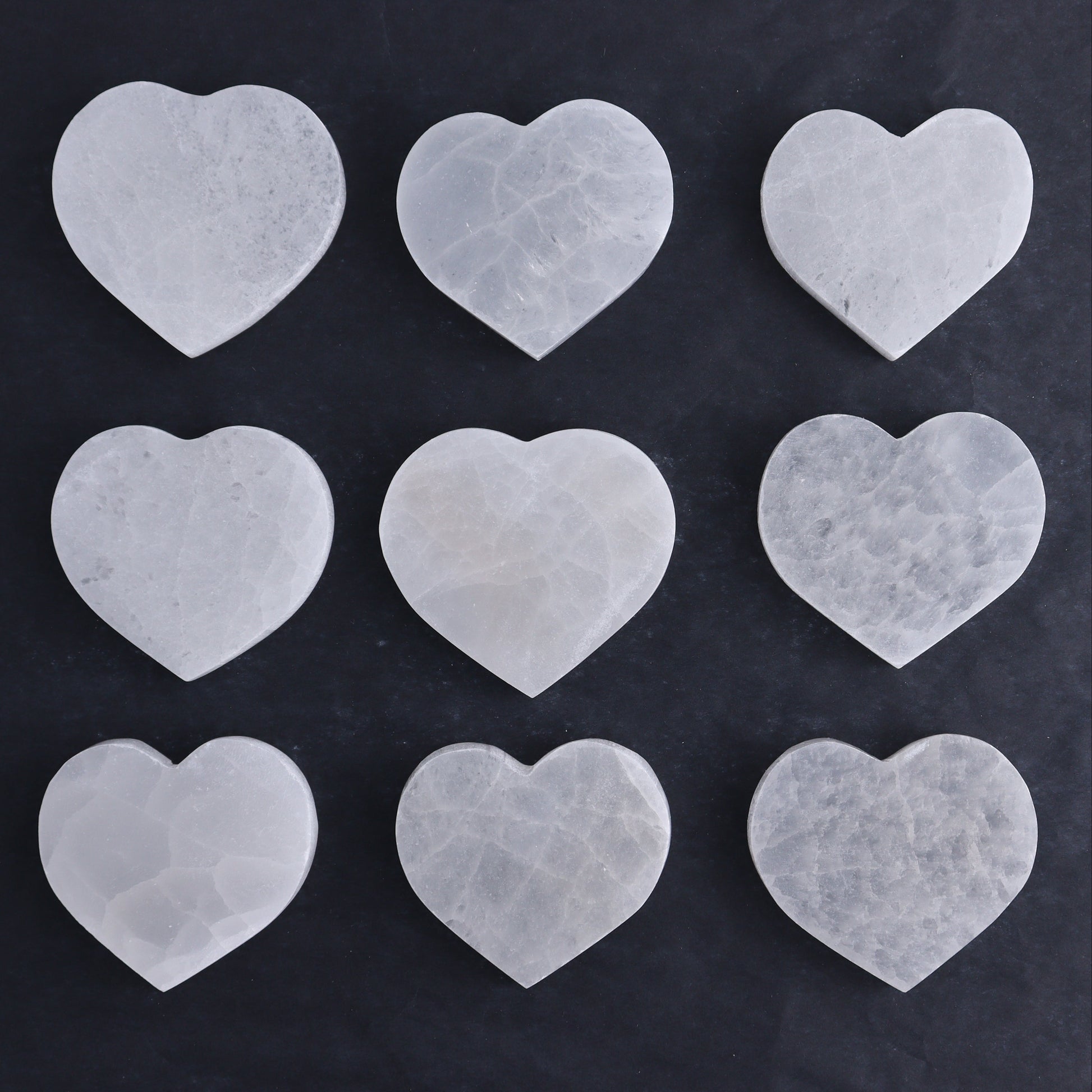 One Selenite (Satin Spar) Heart Flat 6 cm - 7 cm - Expert Wholesale and Supplier of Wholesale Crystals & Bulk Gemstones, ["close_30","Hearts","Morocco","Selenite"]